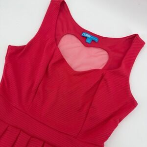 Nanette Lepore Red Textured Fit Flare Dress Heart Cutout Red Women Medium